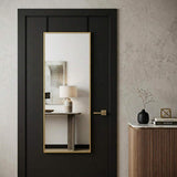 47" Gold Aluminum Over the Door Framed Accent Mirror - HomeRoots - Flyclothing LLC