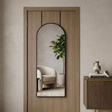 47" Black Aluminum Arch Over the Door Framed Accent Mirror - HomeRoots - Flyclothing LLC