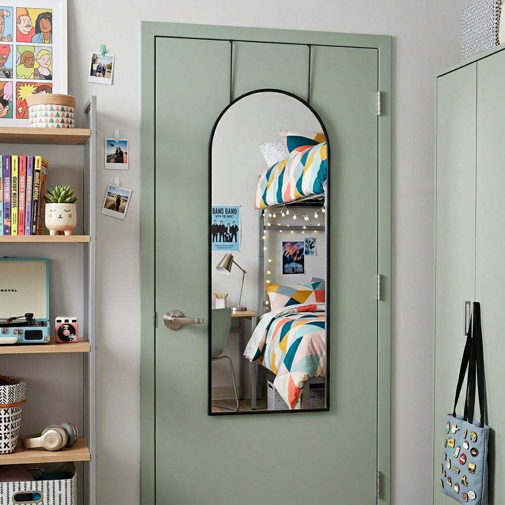 47" Black Aluminum Arch Over the Door Framed Accent Mirror - HomeRoots - Flyclothing LLC