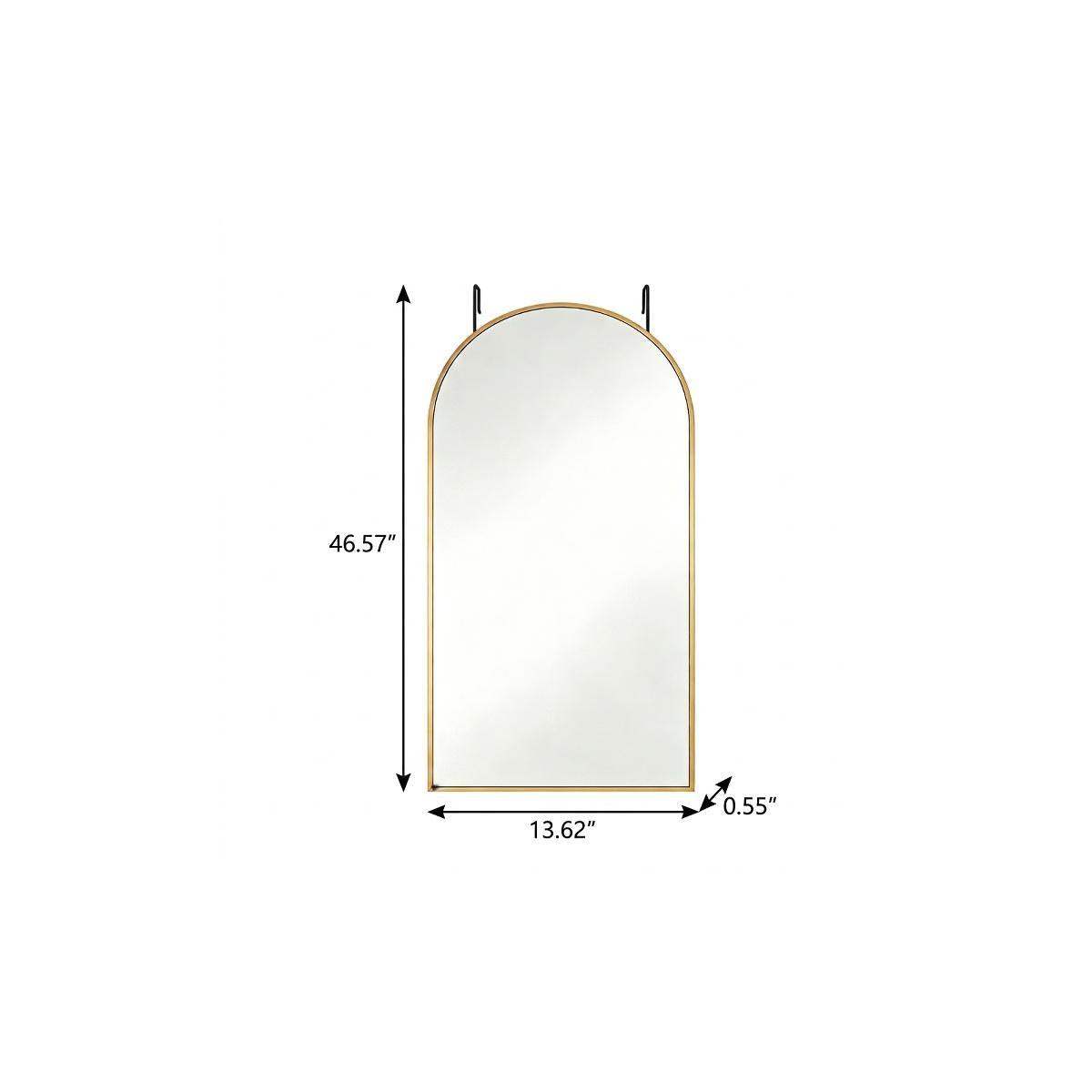 47" Gold Aluminum Arch Over the Door Framed Accent Mirror - HomeRoots - Flyclothing LLC