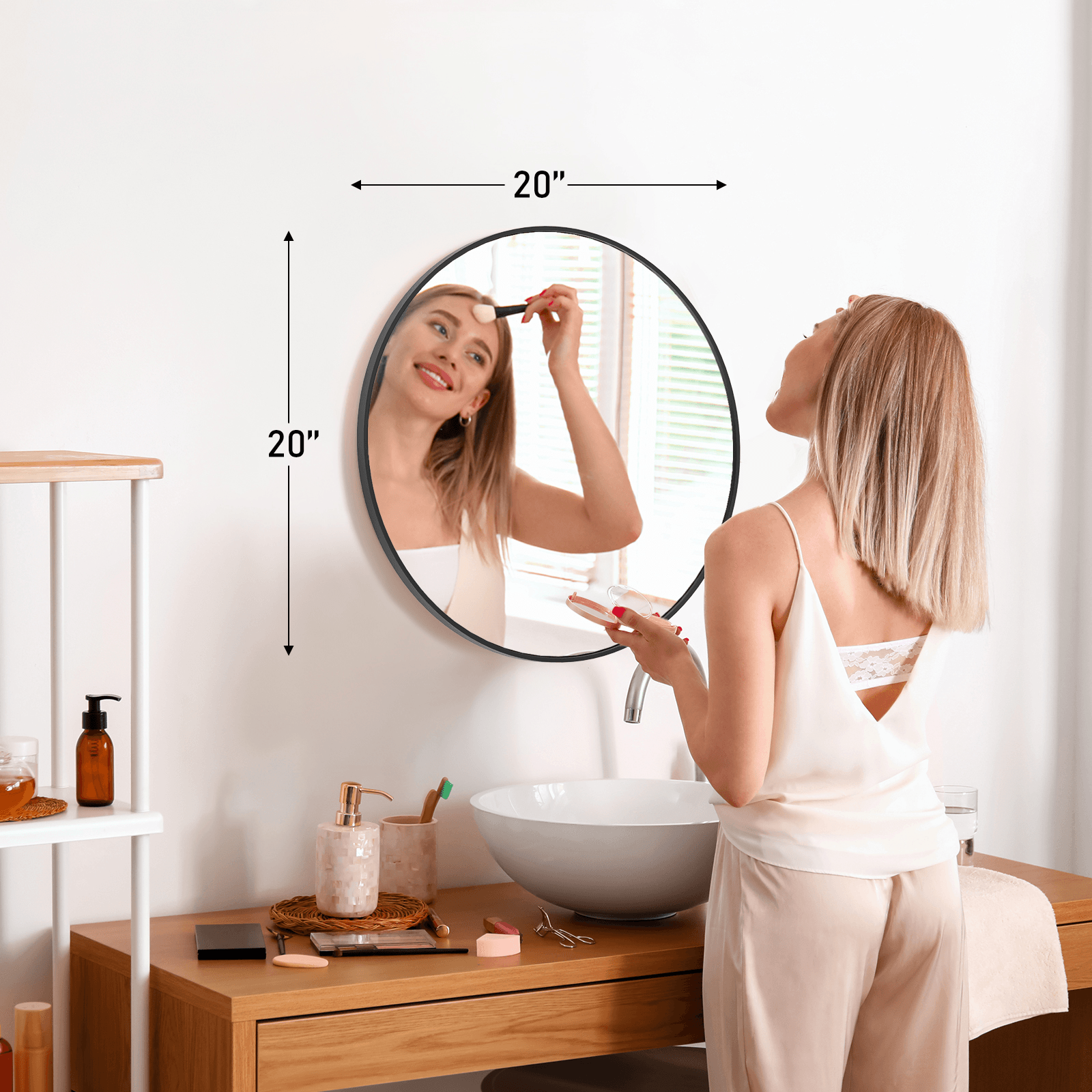 20" Black Aluminum Round Framed Accent Mirror - HomeRoots - Flyclothing LLC