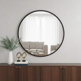 24" Black Aluminum Round Framed Accent Mirror - HomeRoots - Flyclothing LLC