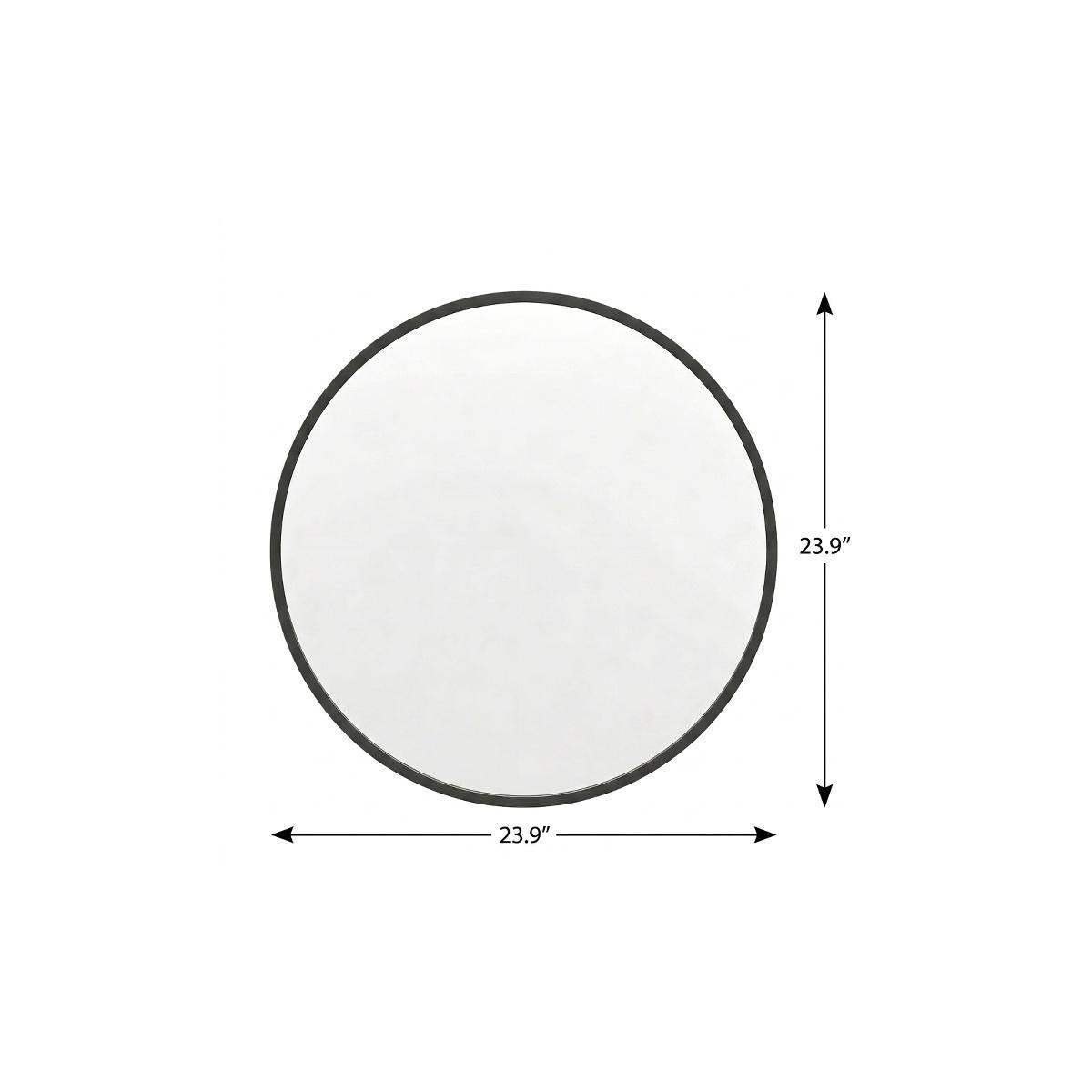 24" Black Aluminum Round Framed Accent Mirror - HomeRoots - Flyclothing LLC