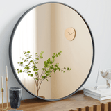 24" Black Aluminum Round Framed Accent Mirror - HomeRoots - Flyclothing LLC