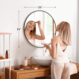 24" Black Aluminum Round Framed Accent Mirror - HomeRoots - Flyclothing LLC