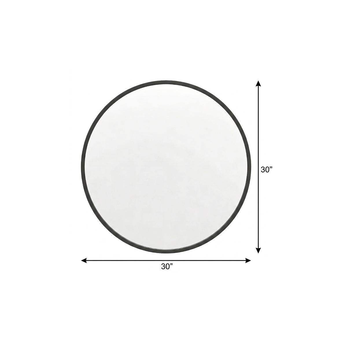 30" Black Aluminum Round Framed Accent Mirror - HomeRoots - Flyclothing LLC