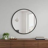 30" Black Aluminum Round Framed Accent Mirror - HomeRoots - Flyclothing LLC