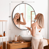 30" Black Aluminum Round Framed Accent Mirror - HomeRoots - Flyclothing LLC