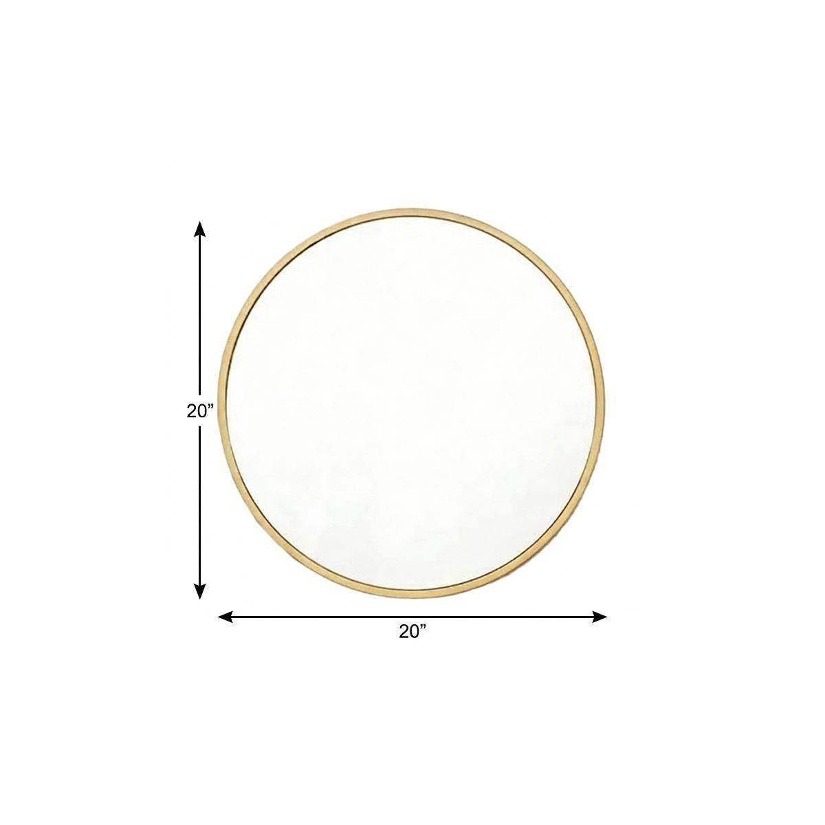 20" Gold Aluminum Round Framed Accent Mirror - HomeRoots - Flyclothing LLC
