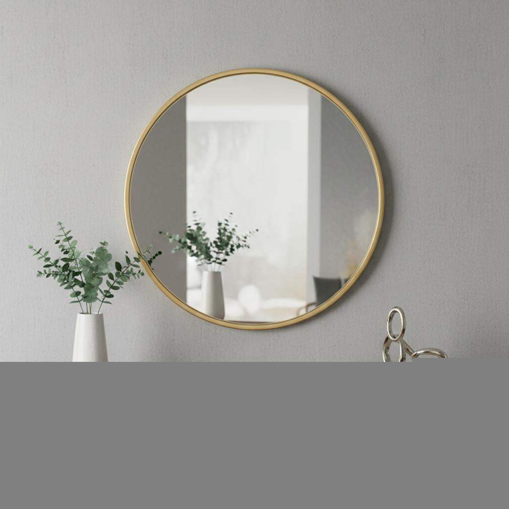 20" Gold Aluminum Round Framed Accent Mirror - HomeRoots - Flyclothing LLC