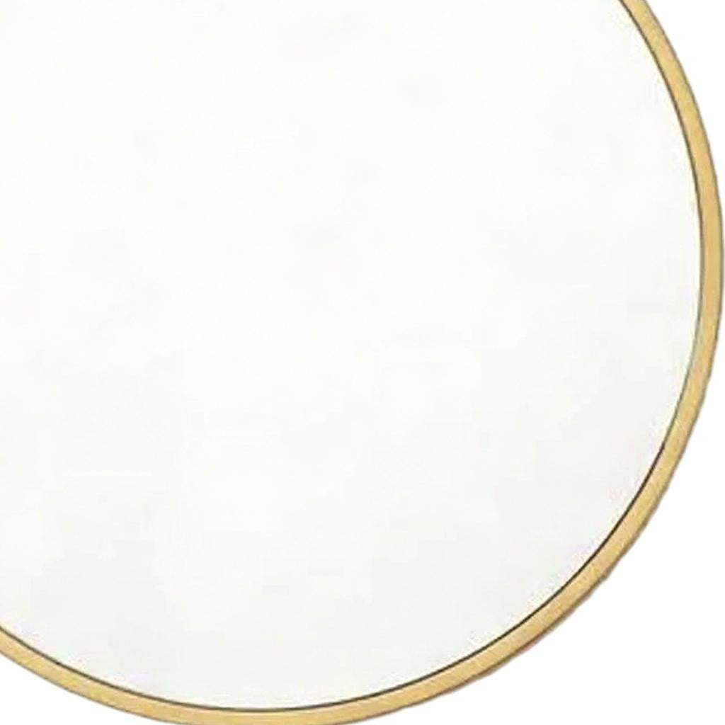 24" Gold Aluminum Round Framed Accent Mirror - HomeRoots - Flyclothing LLC