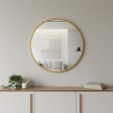 24" Gold Aluminum Round Framed Accent Mirror - HomeRoots - Flyclothing LLC