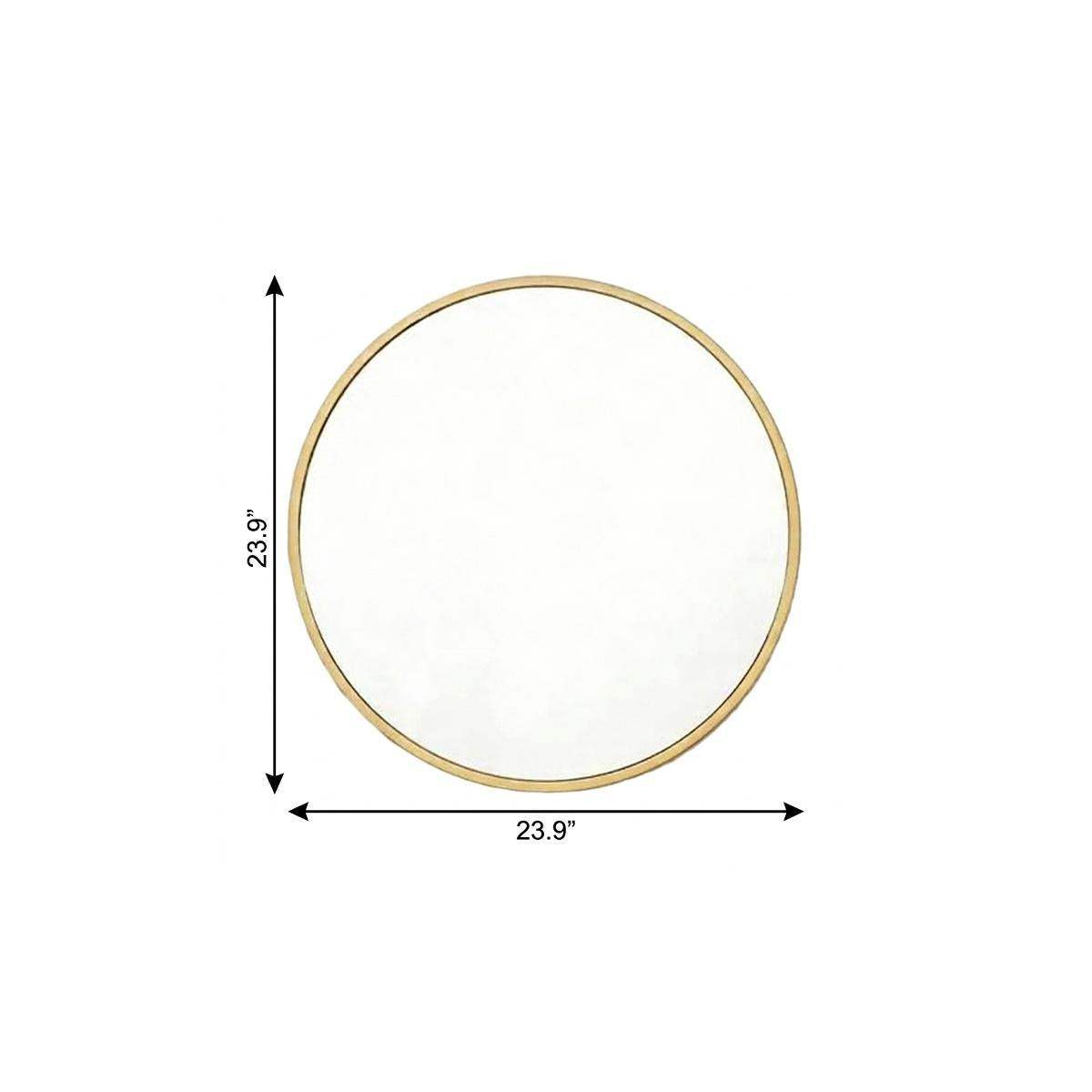 24" Gold Aluminum Round Framed Accent Mirror - HomeRoots - Flyclothing LLC