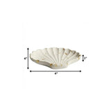 4" White And Gold Resin Handmade Seashell Trinket Tray - Homeroots - Flyclothing LLC