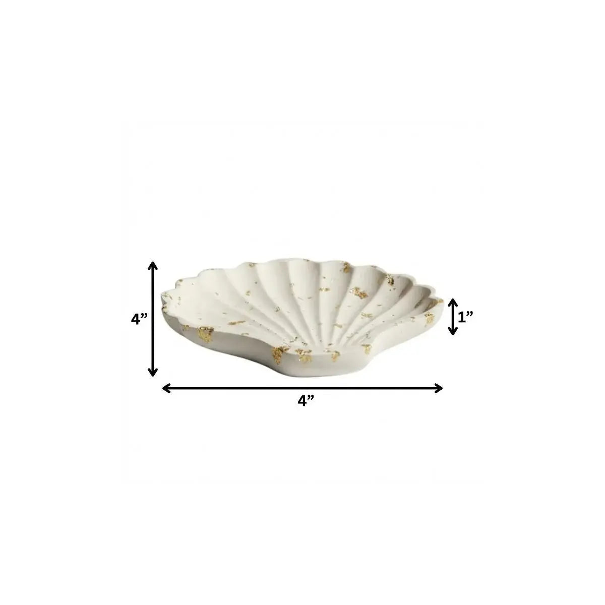 4" White And Gold Resin Handmade Seashell Trinket Tray - Homeroots - Flyclothing LLC