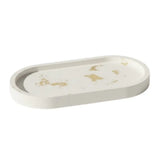 7" White And Gold Resin Handmade Oval Trinket Tray - Homeroots - Flyclothing LLC
