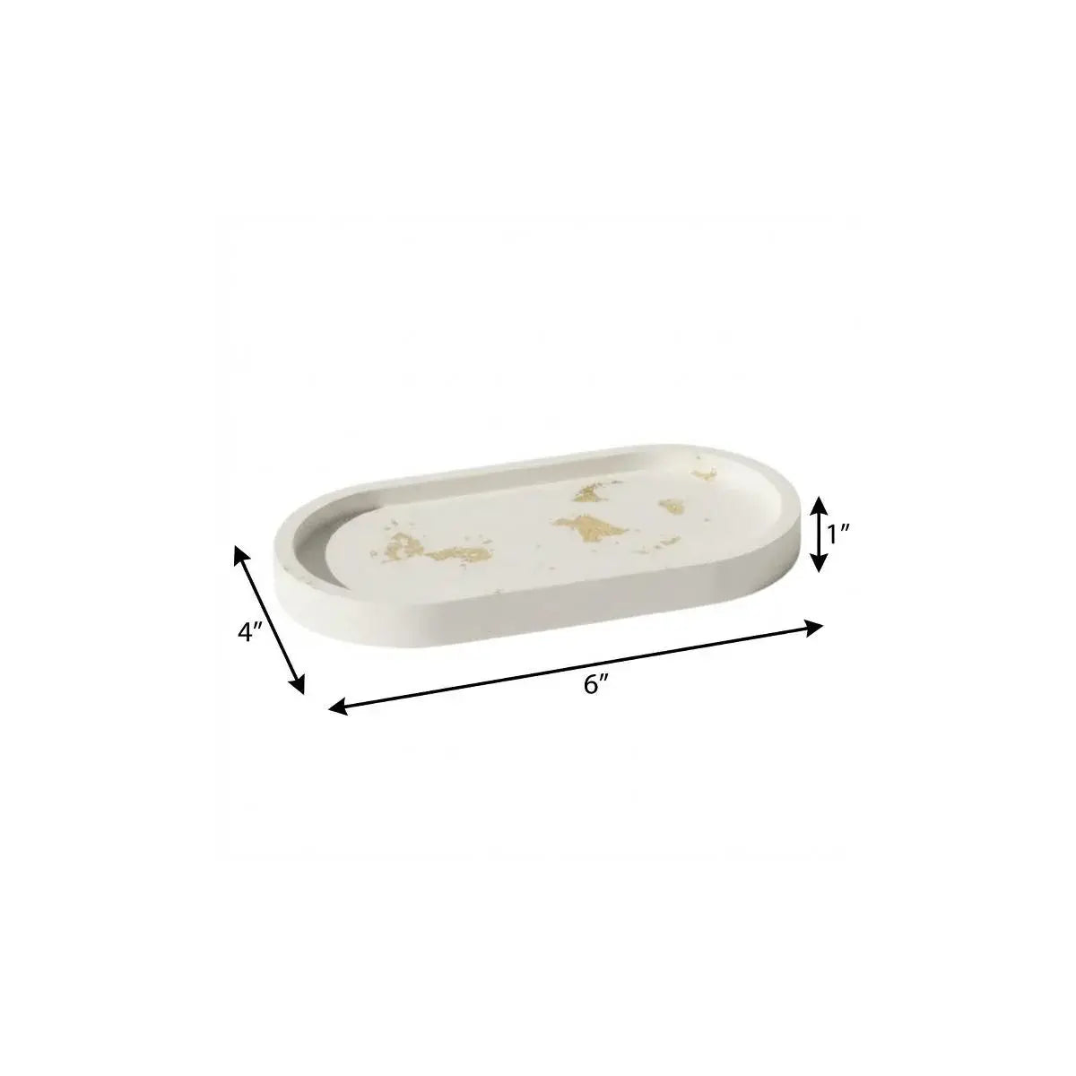 7" White And Gold Resin Handmade Oval Trinket Tray - Homeroots - Flyclothing LLC
