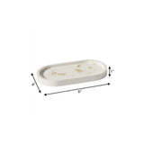 7" White And Gold Resin Handmade Oval Trinket Tray - Homeroots - Flyclothing LLC