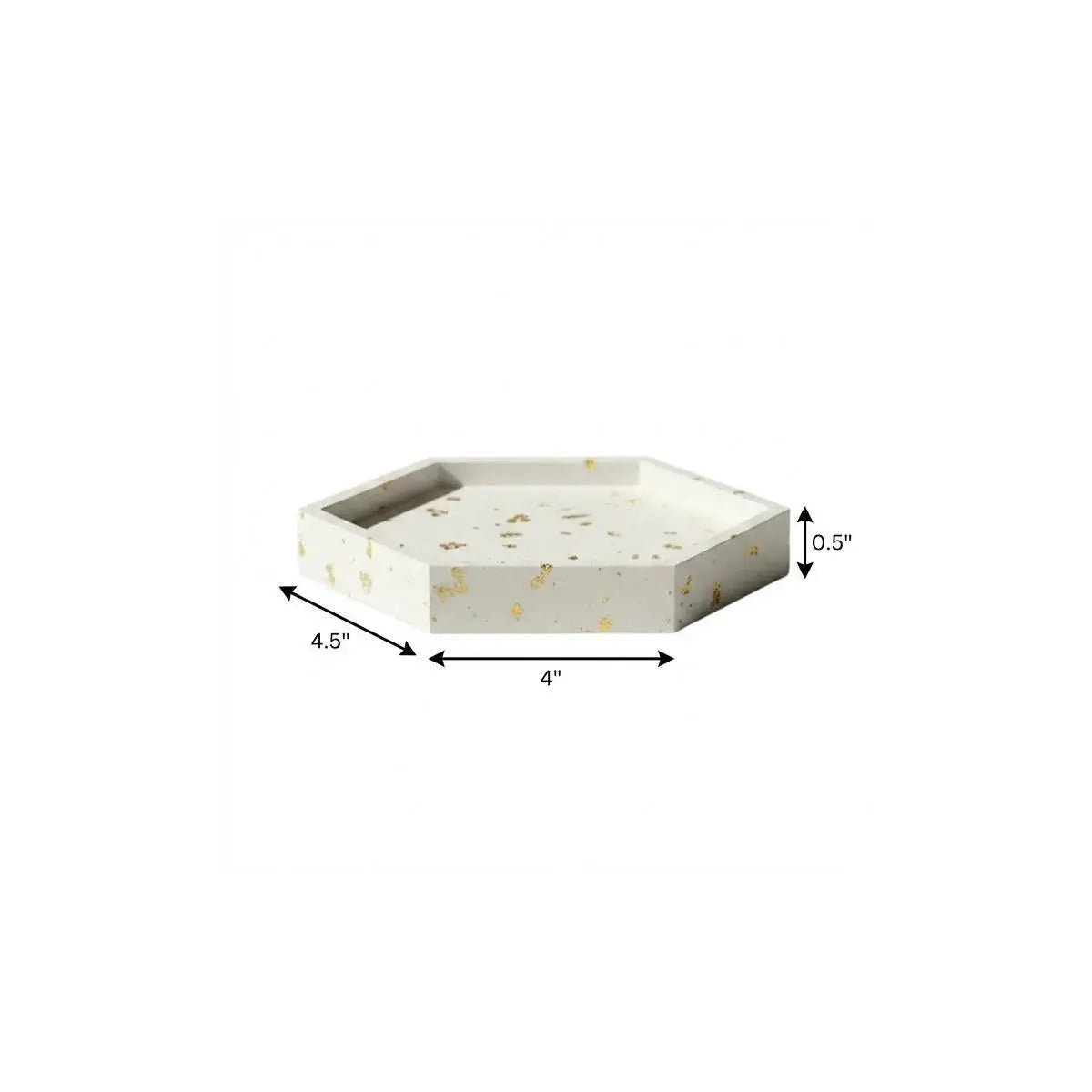 5" White And Gold Resin Handmade Hexagon Trinket Tray - Homeroots - Flyclothing LLC