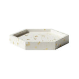 5" White And Gold Resin Handmade Hexagon Trinket Tray - Homeroots - Flyclothing LLC