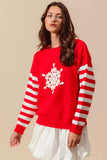SO ME Christmas Snowflake Crochet Embellished Sweater - Trendsi - Flyclothing LLC