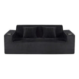 76" Black Corduroy Sofa With Toss Pillows - HomeRoots - Flyclothing LLC