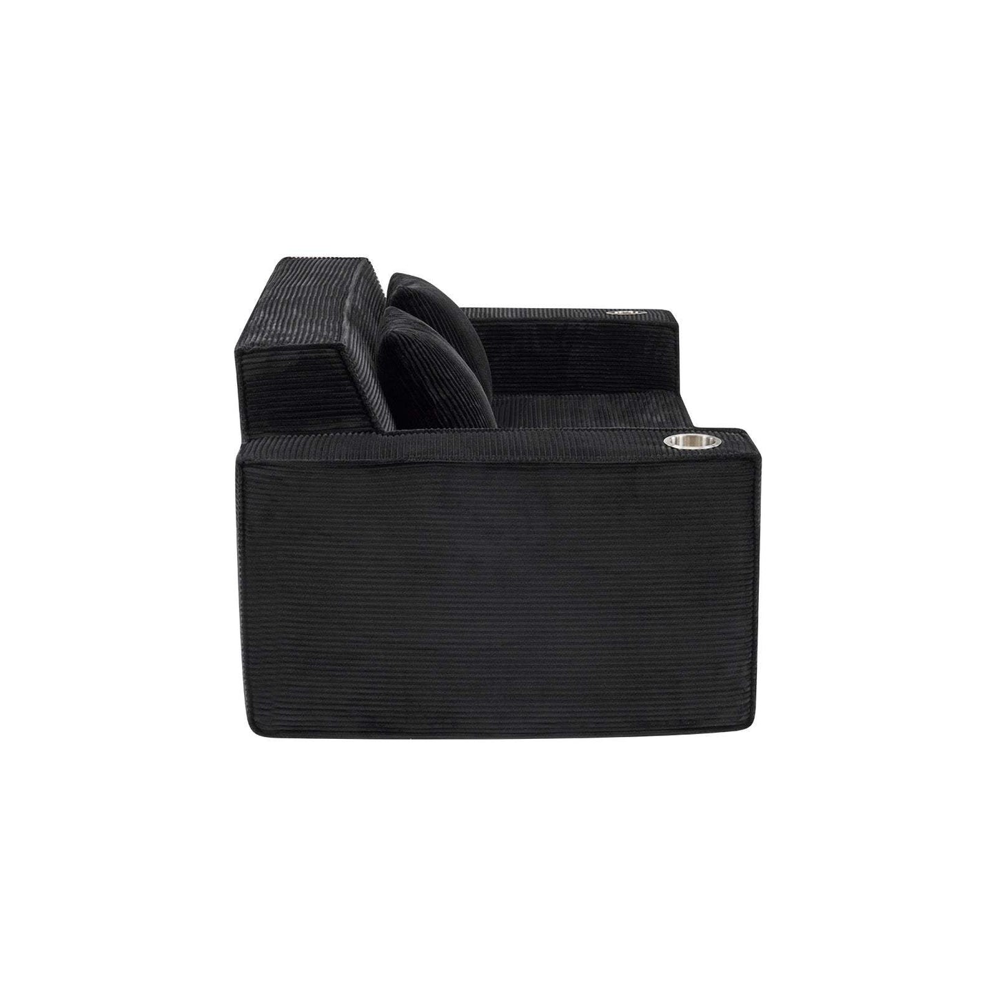 76" Black Corduroy Sofa With Toss Pillows - HomeRoots - Flyclothing LLC
