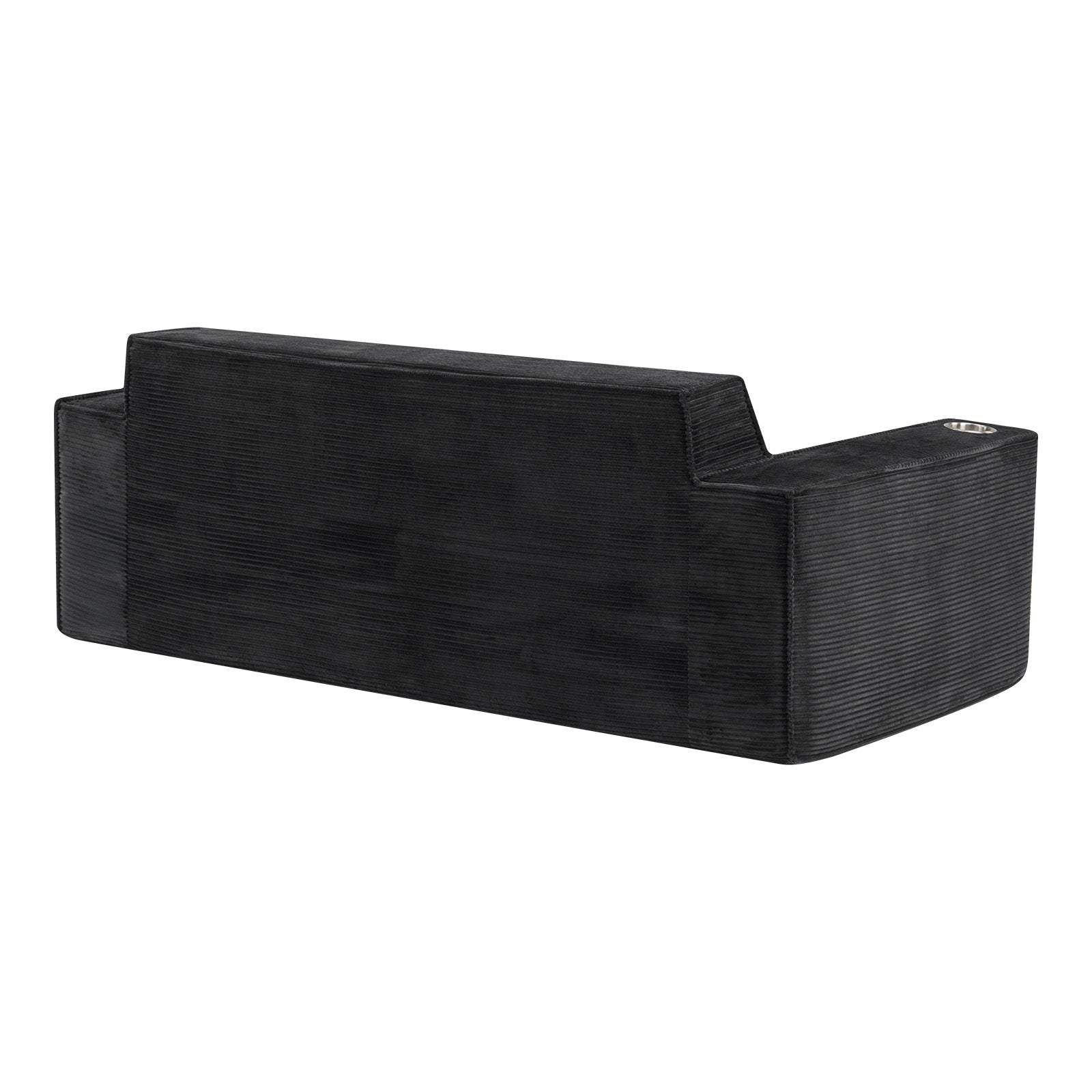 76" Black Corduroy Sofa With Toss Pillows - HomeRoots - Flyclothing LLC