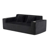 76" Black Corduroy Sofa With Toss Pillows - HomeRoots - Flyclothing LLC