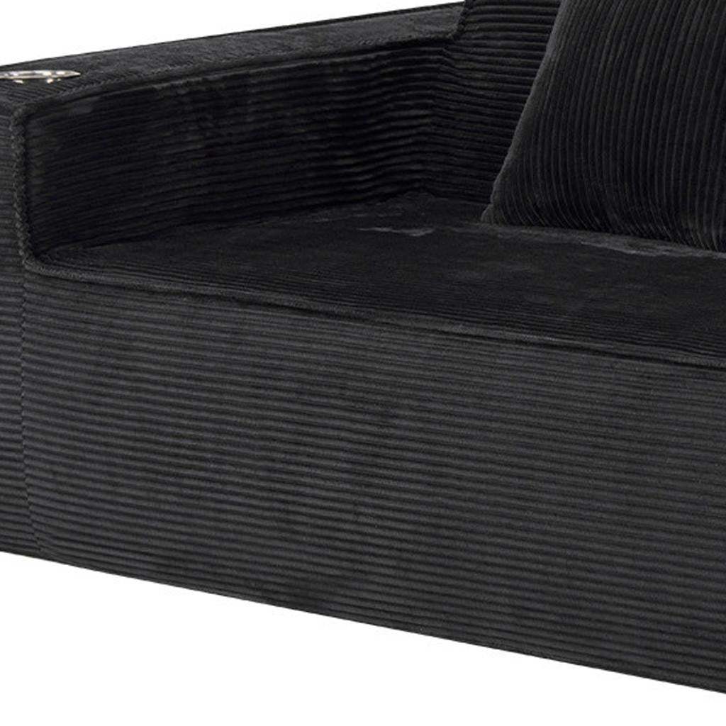 76" Black Corduroy Sofa With Toss Pillows - HomeRoots - Flyclothing LLC