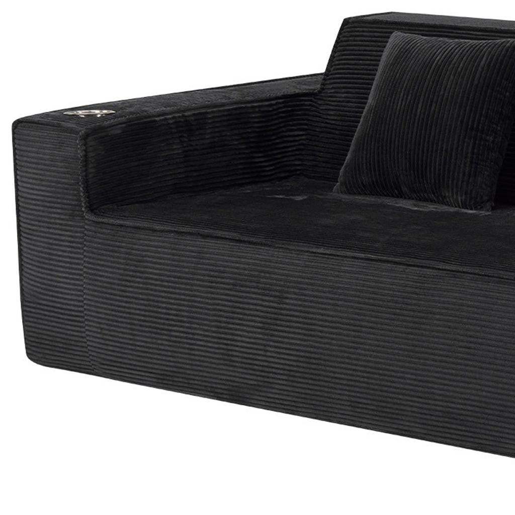 76" Black Corduroy Sofa With Toss Pillows - HomeRoots - Flyclothing LLC