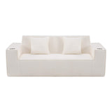 76" White Corduroy Sofa With Toss Pillows - HomeRoots - Flyclothing LLC