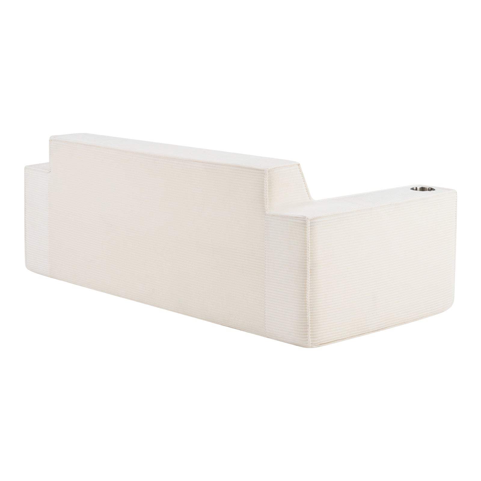 76" White Corduroy Sofa With Toss Pillows - HomeRoots - Flyclothing LLC