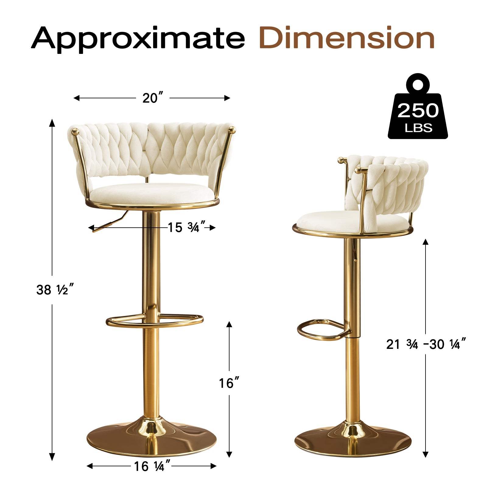 Set of Two Beige and Gold Velvet and Metal Low Back Adjustable Height Swivel Bar Chairs - HomeRoots - Flyclothing LLC