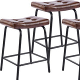 Set of Three 23" Brown and Black Faux Leather and Metal Counter Height Bar Chairs - HomeRoots - Flyclothing LLC