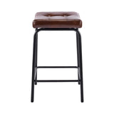 Set of Three 23" Brown and Black Faux Leather and Metal Counter Height Bar Chairs - HomeRoots - Flyclothing LLC