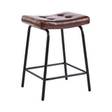 Set of Three 23" Brown and Black Faux Leather and Metal Counter Height Bar Chairs - HomeRoots - Flyclothing LLC