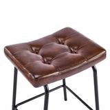 Set of Three 23" Brown and Black Faux Leather and Metal Counter Height Bar Chairs - HomeRoots - Flyclothing LLC