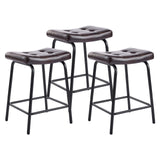 Set of Three 23" Dark Brown and Black Faux Leather and Metal Counter Height Bar Chairs - HomeRoots - Flyclothing LLC