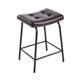 Set of Three 23" Dark Brown and Black Faux Leather and Metal Counter Height Bar Chairs - HomeRoots - Flyclothing LLC