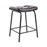 Set of Three 23" Dark Brown and Black Faux Leather and Metal Counter Height Bar Chairs - HomeRoots - Flyclothing LLC