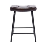 Set of Three 23" Dark Brown and Black Faux Leather and Metal Counter Height Bar Chairs - HomeRoots - Flyclothing LLC