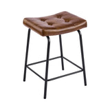 Set of Three 23" Light Brown and Black Faux Leather and Metal Counter Height Bar Chairs - HomeRoots - Flyclothing LLC