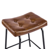 Set of Three 23" Light Brown and Black Faux Leather and Metal Counter Height Bar Chairs - HomeRoots - Flyclothing LLC