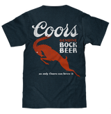 Coors Genuine Bock Beer Left Chest Front and Back Print T-Shirt - Denim Black Heather