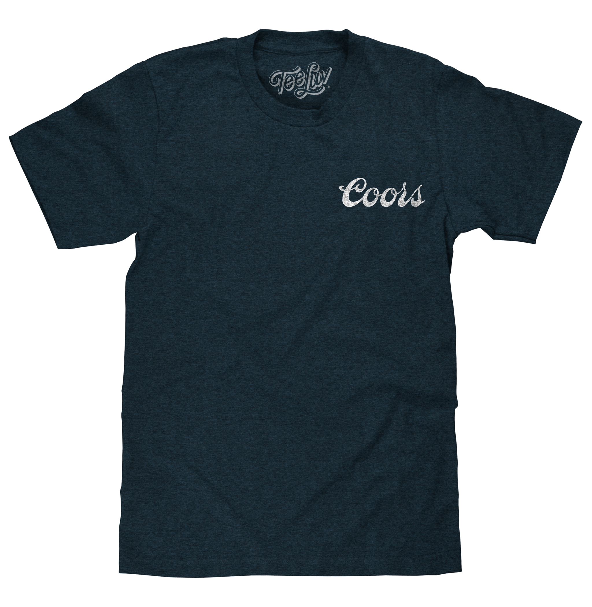 Coors Genuine Bock Beer Left Chest Front and Back Print T-Shirt - Denim Black Heather