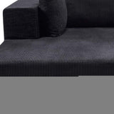 105" Black Corduroy Modular Left Chaise Style Sofa With Toss Pillows - HomeRoots - Flyclothing LLC