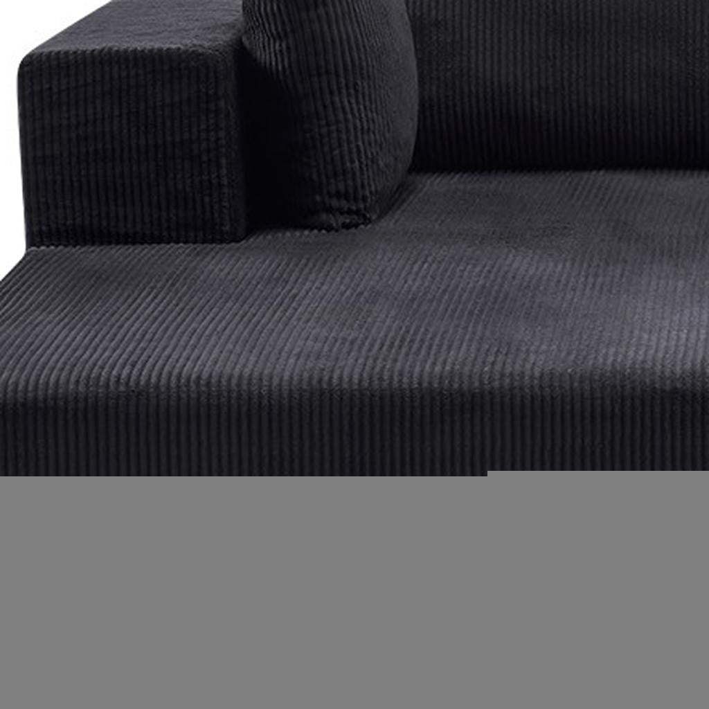 105" Black Corduroy Modular Left Chaise Style Sofa With Toss Pillows - HomeRoots - Flyclothing LLC