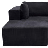 105" Black Corduroy Modular Left Chaise Style Sofa With Toss Pillows - HomeRoots - Flyclothing LLC