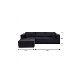 105" Black Corduroy Modular Left Chaise Style Sofa With Toss Pillows - HomeRoots - Flyclothing LLC